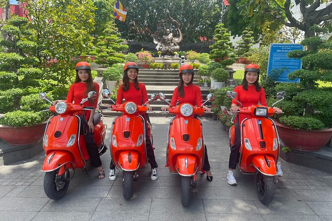 Beautiful Female Riders Vespa Red River Countryside Tour 5 Hours - The road to Co Loa through rice paddies