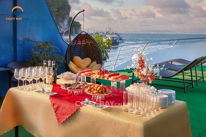 Cozy Bay Halong 5-Star Day Cruise, Buffet, Cave, Kayak, Swimming - Ti Top Island, beach time, and the best viewpoint