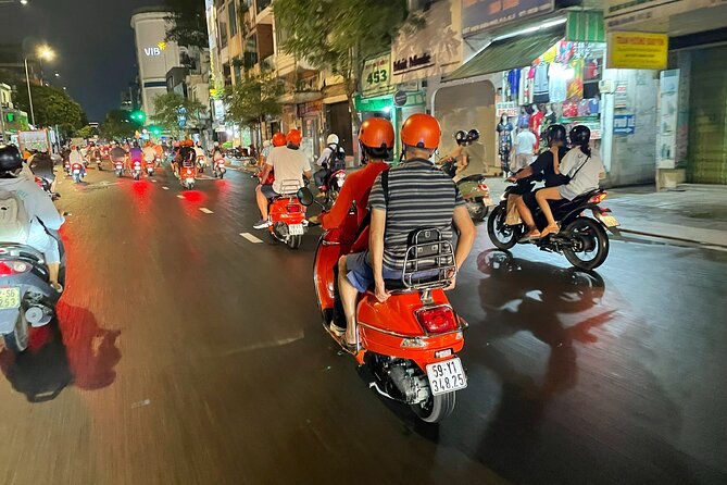 Female Riders Vespa Night Street Food + Train Street food 4 Hours - Crossing Chuong Duong Bridge and following the Ceramic Road