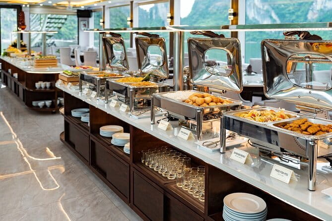 Halong Bay Day Tour Luxury Cruise With Jacuzzi and Buffet Lunch - Boarding at noon and settling in on the water