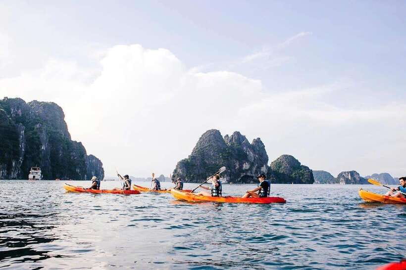 Halong Bay Luxury Cruise: Kayak&Swim,Cave, Party BEST SELLER - Titov Island for swimming or the summit view
