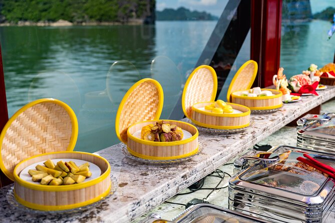 Halong Diamond Crusie- The most luxury daily Crusie in Halong Bay - Buffet lunch, Indian vegetarian dishes, and the food rush