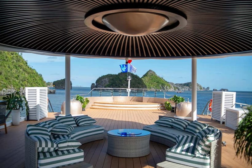 Hanoi: Cat Ba, Lan Ha & Ha Long Bay Luxury Cruise with Lunch - Rooftop views and the sunset fruit party