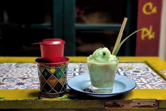 Hanoi Coffee Class with Egg, Coconut, Salt, and Dripping Coffee - A cafe made from reused furniture