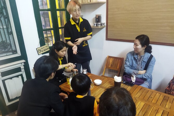 Hanoi Egg Coffee Class and Street Food Walking Tour - Making egg coffee at Cafe Minh