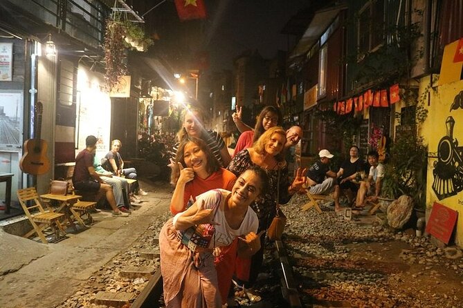 Hanoi Jeep By Night Street Food Tour and Train Street Experience - Train Street after dark