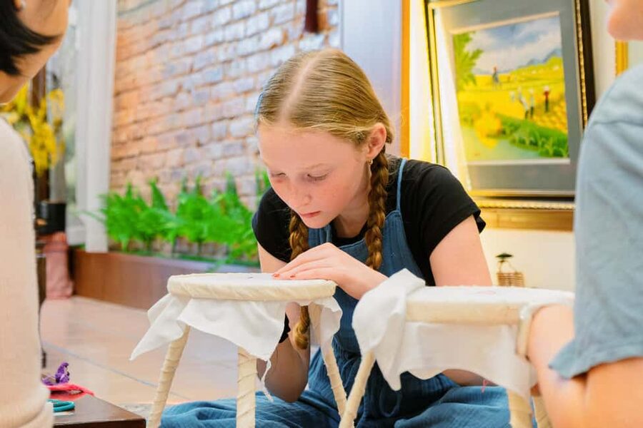 Hanoi's Heritage: Embroidery Workshop in Ancient House - Tea, juice, green bean cake, and peanut candy