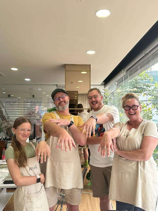 Hanoi: Vietnam Gemstone Silver Clay Ring Workshop - Setting the gemstone before the furnace