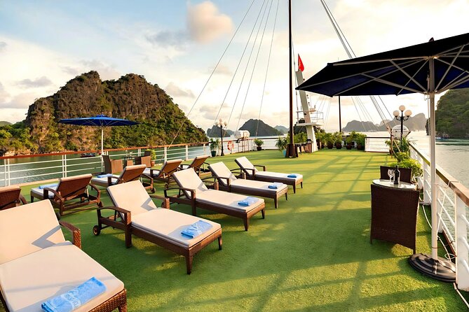 Le Journey Elegance Cruise 5 Star Lan Ha Bay - All Inclusive 2D1N - A white-hulled boat with a classic Indochina feel