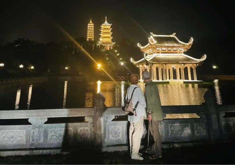 Sacred Nights at Bai Dinh Pagoda: A Spiritual Escape - Walking through the Arhat Corridor after sunset